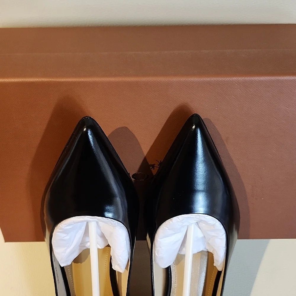Coach Black Patent Pointed-Toe Kitten Heel Pumps - Picture 2 of 11